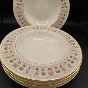 Set of 5, Lenox Tableau 8 3/8", Gold Rimmed Soup Bowl, Made in USA